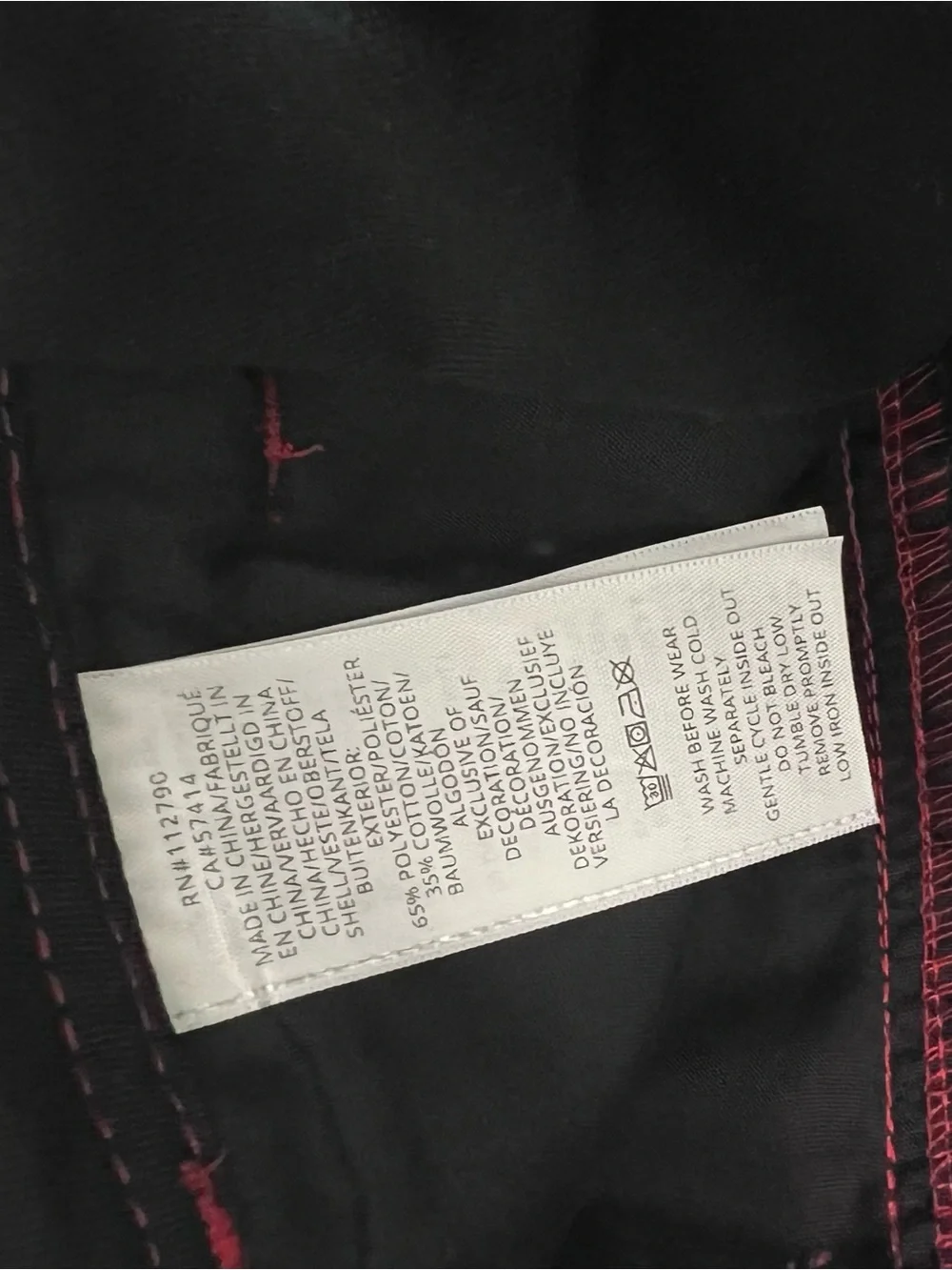 True Religion NWT Jet Black / TR-V Red Relaxed Grunge Cargo Pants